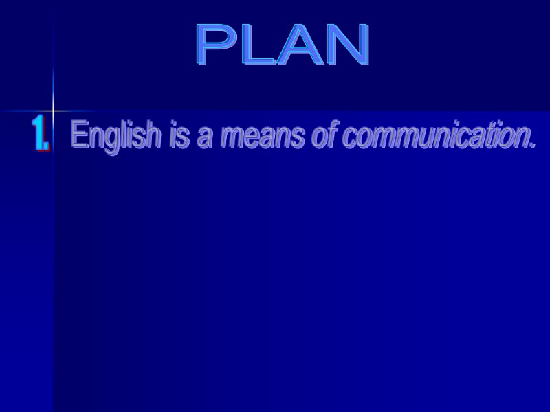 PLAN English is a means of communication. 1. PLAN English is a means of